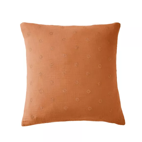 Eminza Taie D'oreiller Carrée Gaze De Coton (60 X 60 Cm) Gaïa Boho Abricot