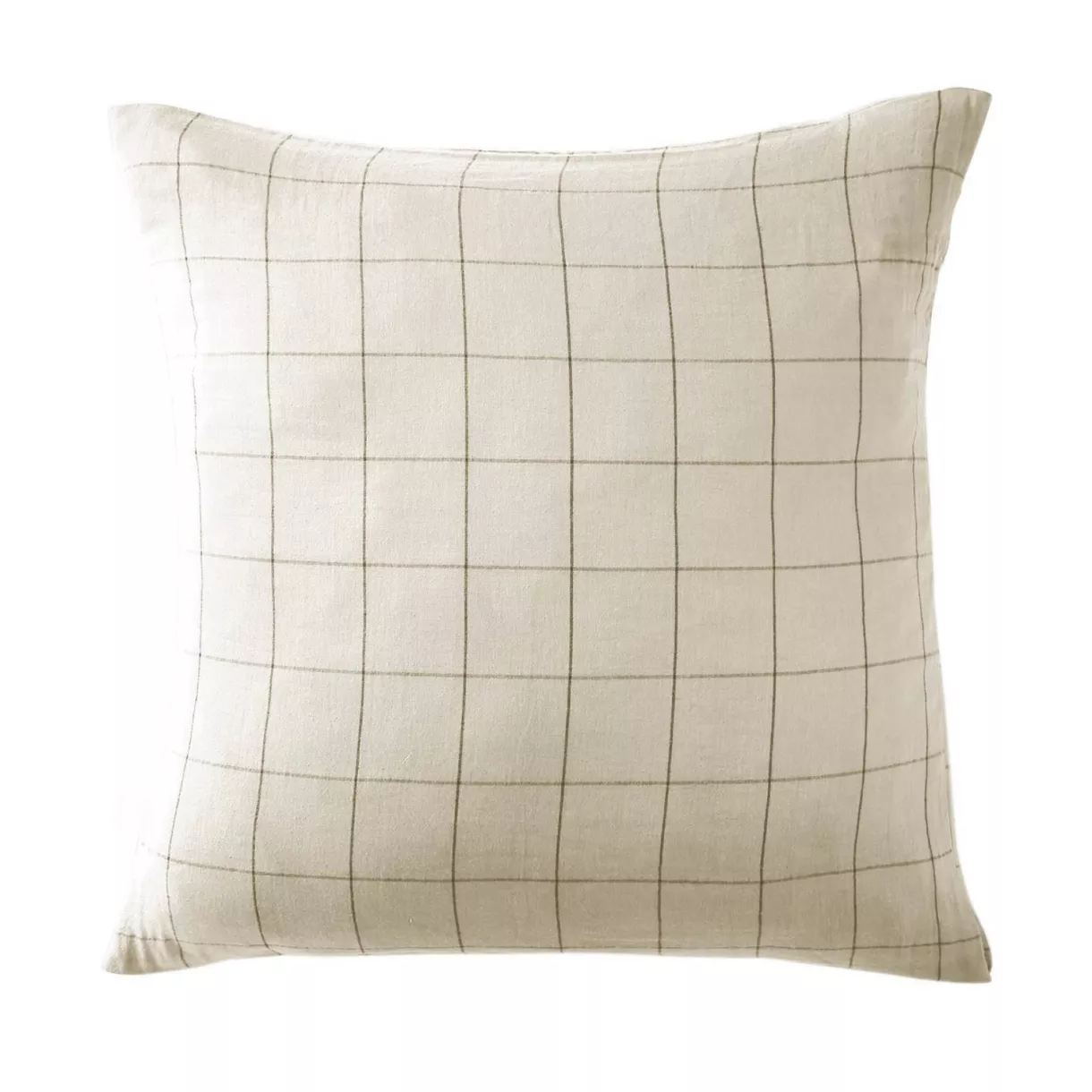 eminza Taie d'oreiller carrée gaze de coton (60 x 60 cm) Gaïa Match Beige pampa