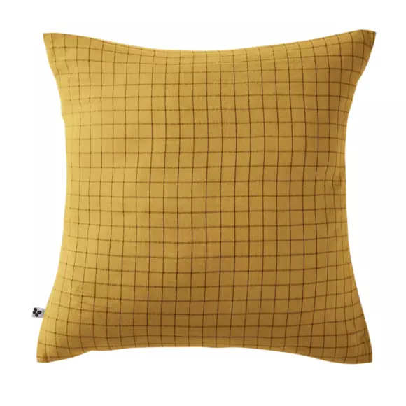 Eminza Taie D'oreiller Carrée Gaze De Coton (60 X 60 Cm) Gaïa Mix Jaune Safran