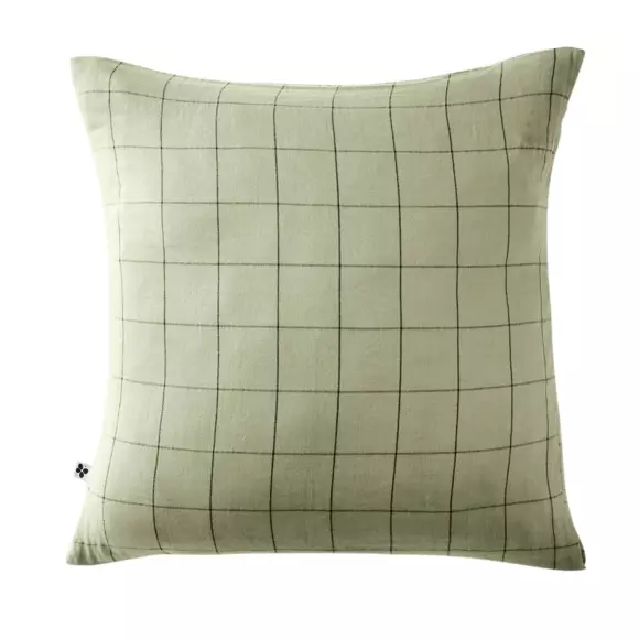 Eminza Taie D'oreiller Carrée Gaze De Coton (60 X 60 Cm) Gaïa Match Vert Tilleul