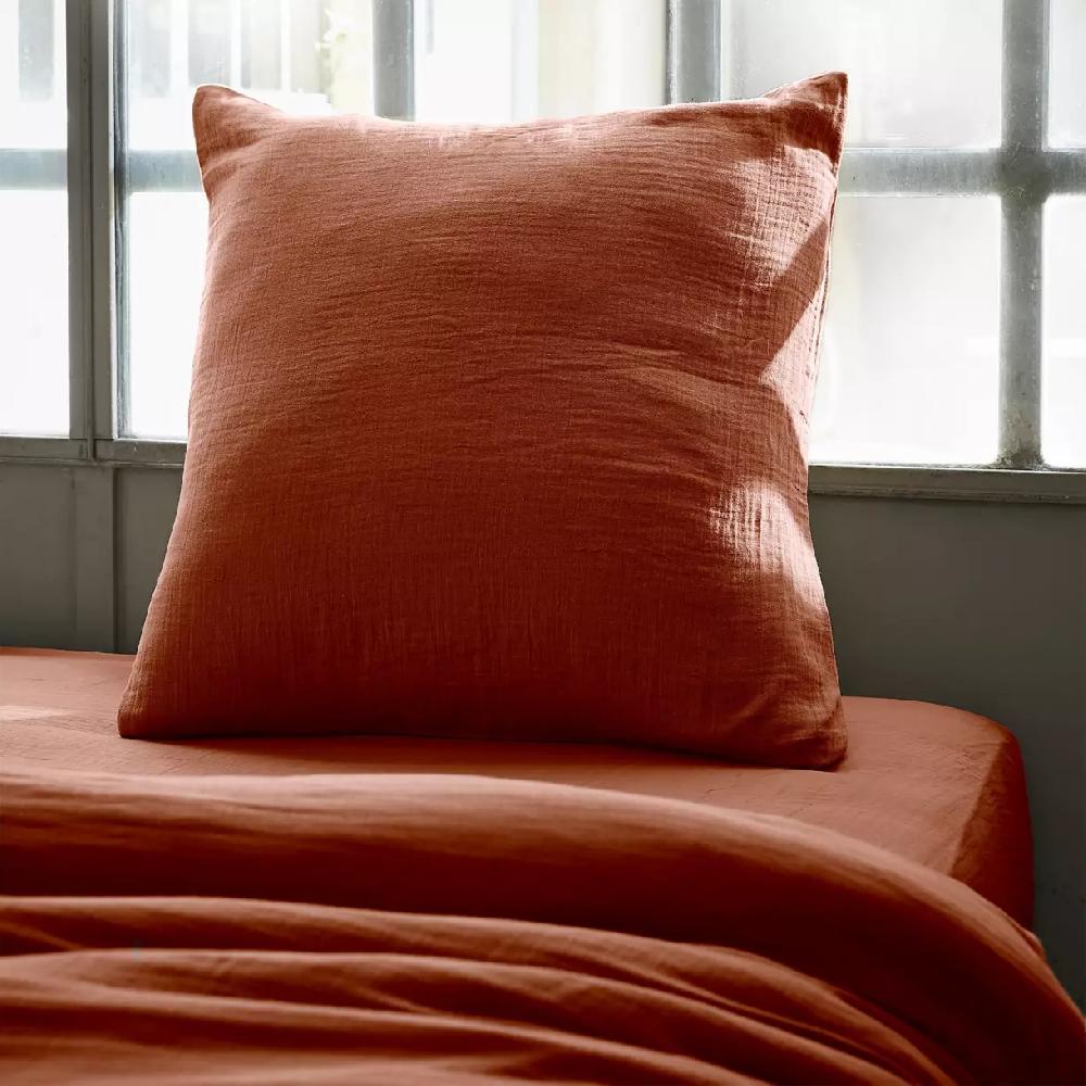 eminza Taie d'oreiller carrée gaze de coton (60 x 60 cm) Gaïa Terracotta