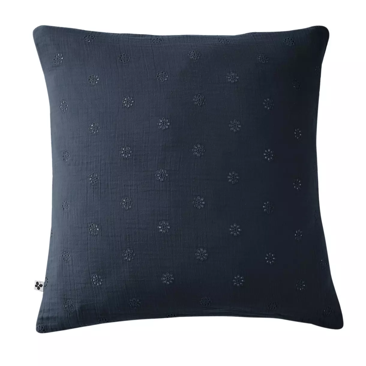 eminza Taie d'oreiller carrée gaze de coton (60 x 60 cm) Gaïa Boho Bleu nuit