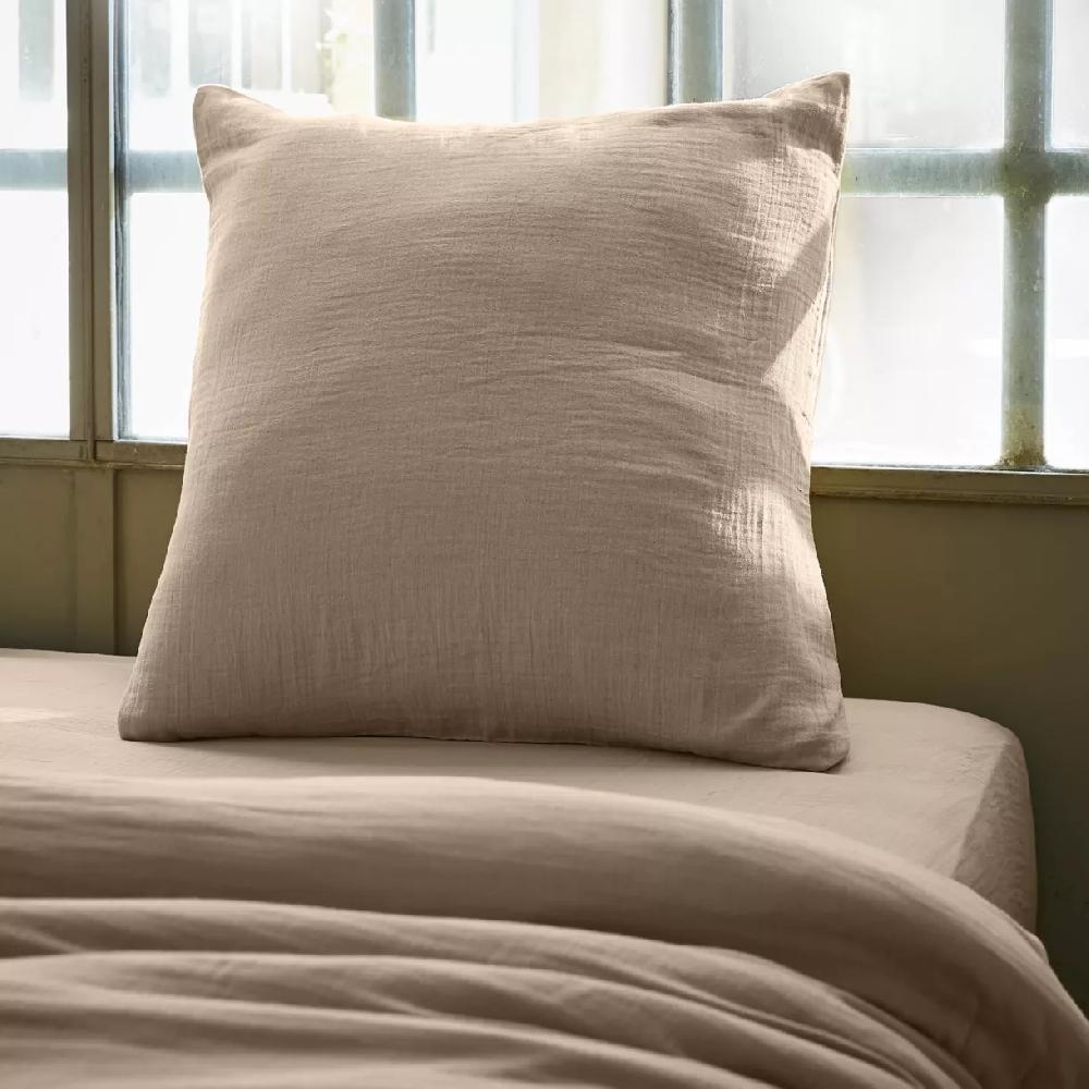 eminza Taie d'oreiller carrée gaze de coton (60 x 60 cm) Gaïa Ficelle