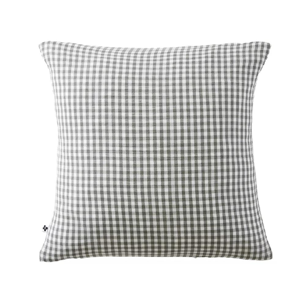 eminza Taie d'oreiller carrée gaze de coton (60 x 60 cm) Vickie Vert romarin