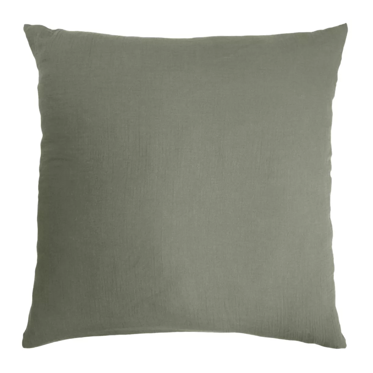 eminza Taie d'oreiller carrée gaze de coton (80 x 80 cm) Gaïa Vert romarin