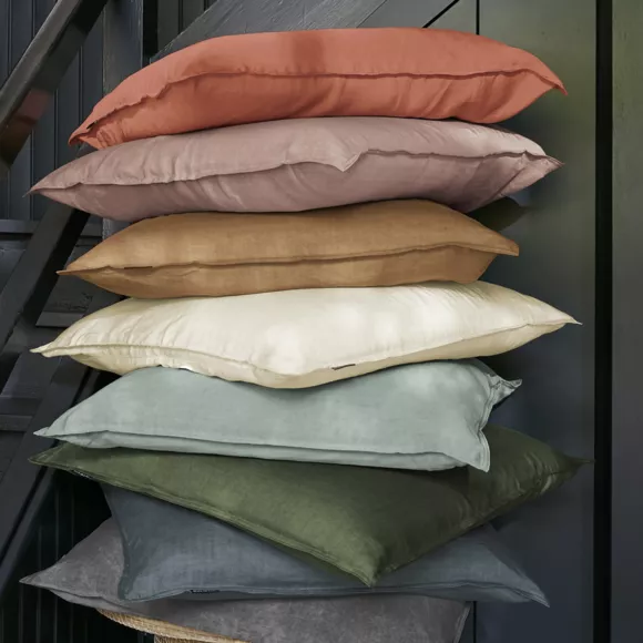 Eminza Taie D'oreiller Carrée Lyocell Tencel™ Lavé (63 X 63 Cm) Olivia Beige Pampa