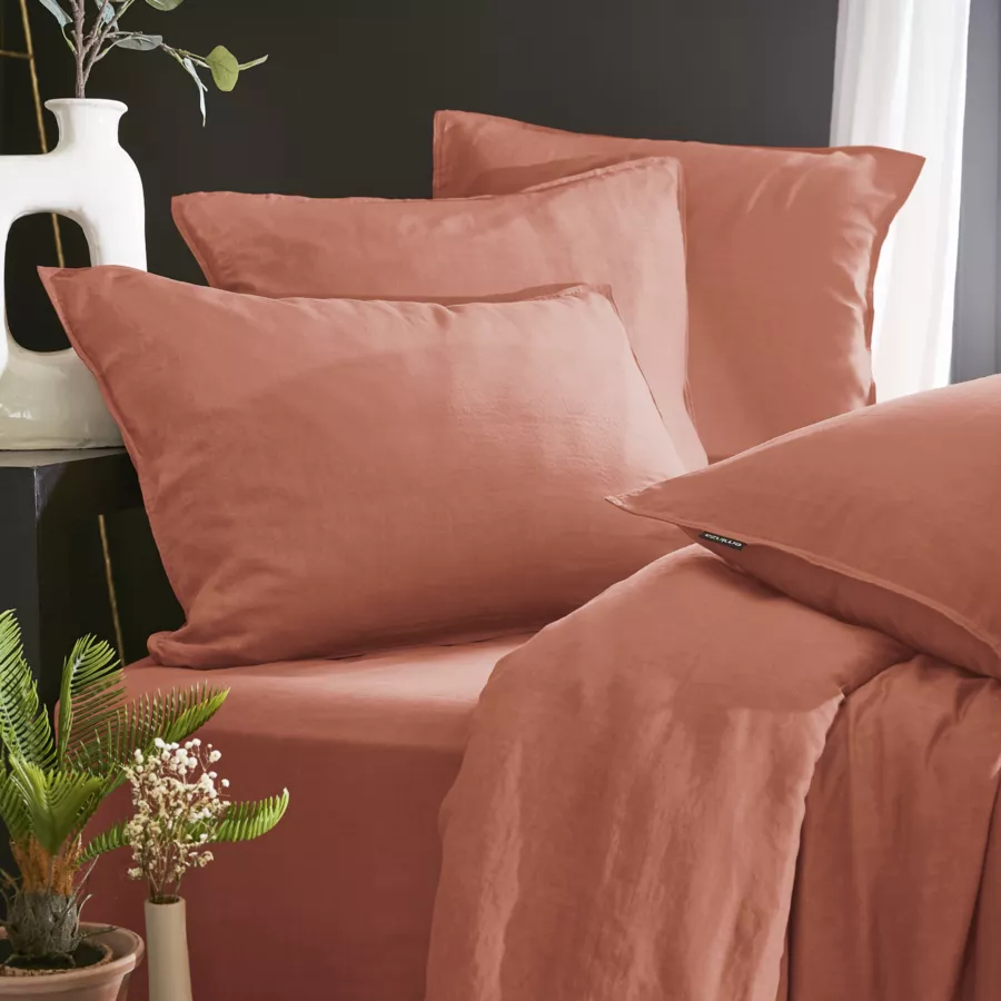 Eminza Taie D'oreiller Carrée Lyocell Tencel™ Lavé (63 X 63 Cm) Olivia Terracotta