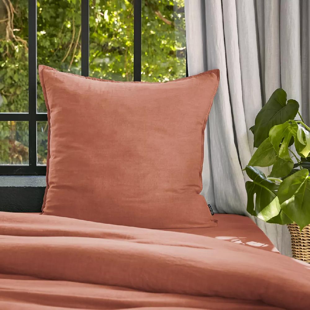 eminza Taie d'oreiller carrée lyocell Tencel™ lavé (63 x 63 cm) Olivia Terracotta