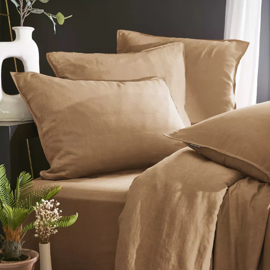Eminza Taie D'oreiller Carrée Lyocell Tencel™ Lavé (63 X 63 Cm) Olivia Camel
