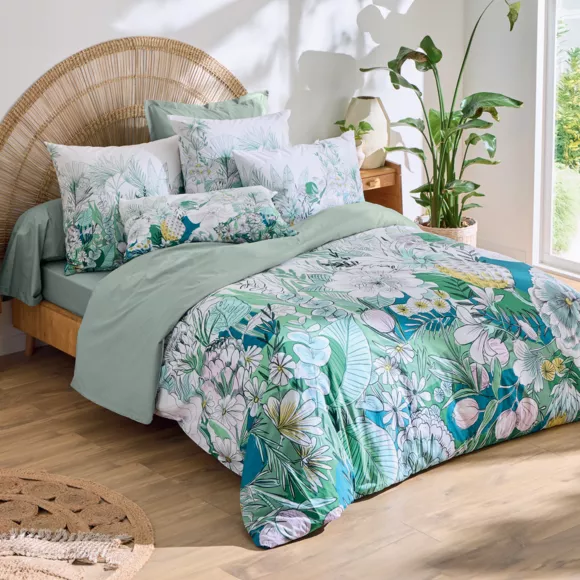 Eminza Taie D'oreiller Carrée Percale De Coton (65 X 65 Cm) Bali Verte