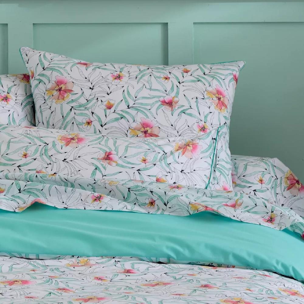 eminza Taie d'oreiller carrée percale de coton (65 x 65 cm) Roxane Multicolore