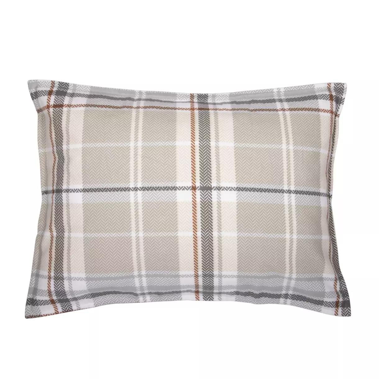 eminza Taie d'oreiller rectangulaire flanelle de coton (50 x 70 cm) Théa motif Grise