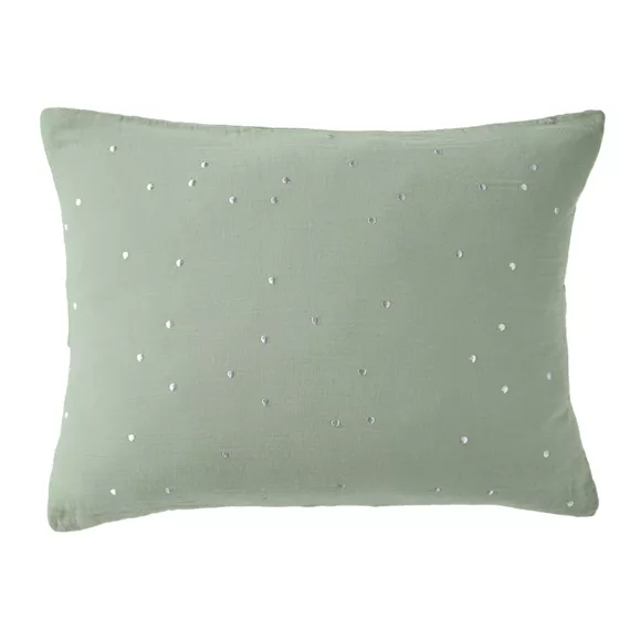Eminza Taie D'oreiller Rectangulaire Gaze De Coton (50 X 70 Cm) Gaïa Chic Vert Eucalyptus