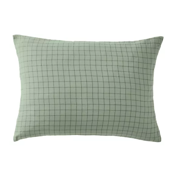 Eminza Taie D'oreiller Rectangulaire Gaze De Coton (50 X 70 Cm) Gaïa Mix Vert Eucalyptus
