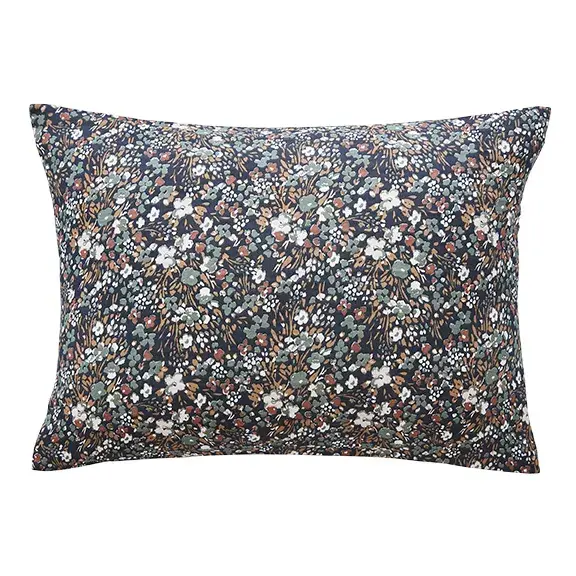 eminza Taie d'oreiller rectangulaire gaze de coton (50 x 70 cm) Constance Bleu nuit