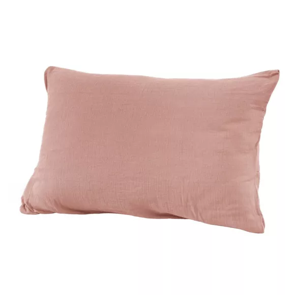 Eminza Taie D'oreiller Rectangulaire Gaze De Coton (50 X 70 Cm) Gaïa Rose Pêche