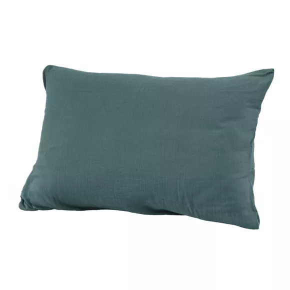 Eminza Taie D'oreiller Rectangulaire Gaze De Coton (50 X 70 Cm) Gaïa Bleu Canard