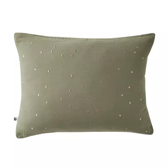 Eminza Taie D'oreiller Rectangulaire Gaze De Coton (50 X 70 Cm) Gaïa Chic Vert Romarin