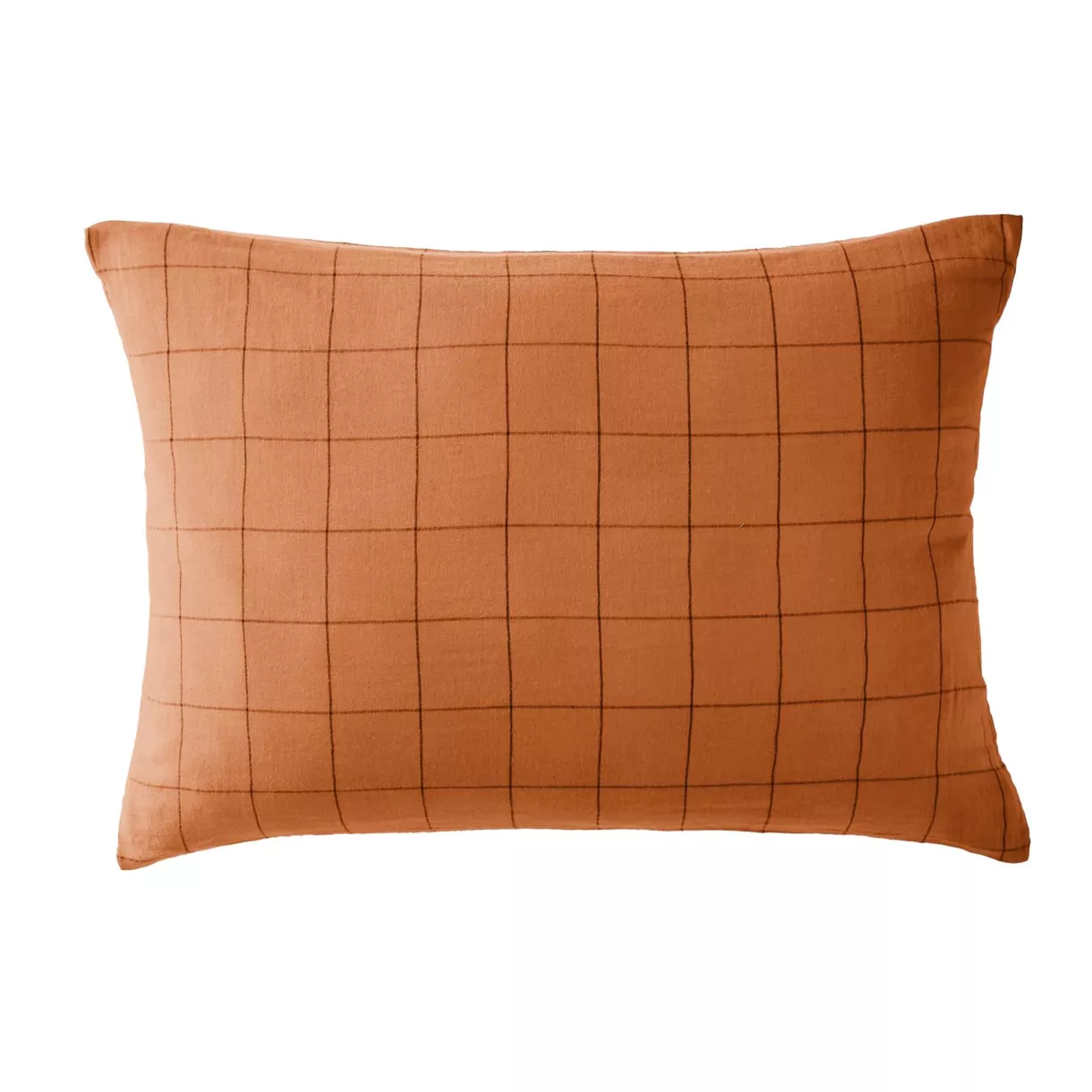 eminza Taie d'oreiller rectangulaire gaze de coton (50 x 70 cm) Gaïa Match Abricot