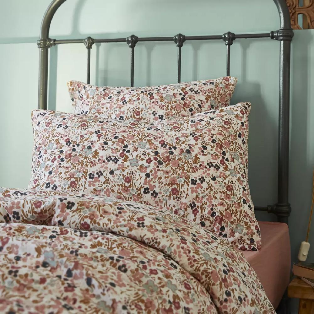 eminza Taie d'oreiller rectangulaire gaze de coton (50 x 70 cm) Constance Beige pampa