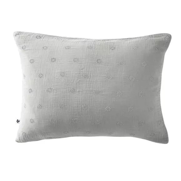 Eminza Taie D'oreiller Rectangulaire Gaze De Coton (50 X 70 Cm) Gaïa Boho Gris Nuage