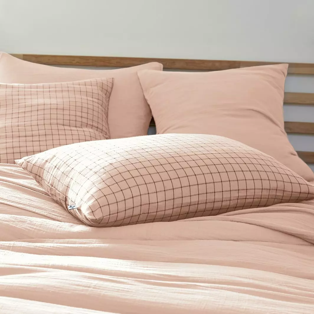 eminza Taie d'oreiller rectangulaire gaze de coton (50 x 70 cm) Gaïa Mix Rose poudré