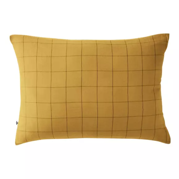 Eminza Taie D'oreiller Rectangulaire Gaze De Coton (50 X 70 Cm) Gaïa Match Jaune Safran