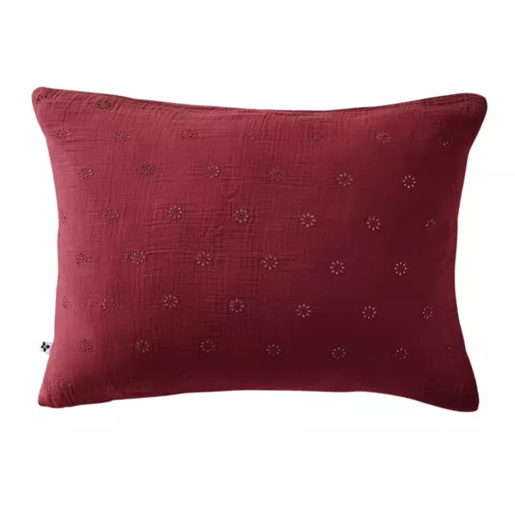 Eminza Taie D'oreiller Rectangulaire Gaze De Coton (50 X 70 Cm) Gaïa Boho Lie De Vin