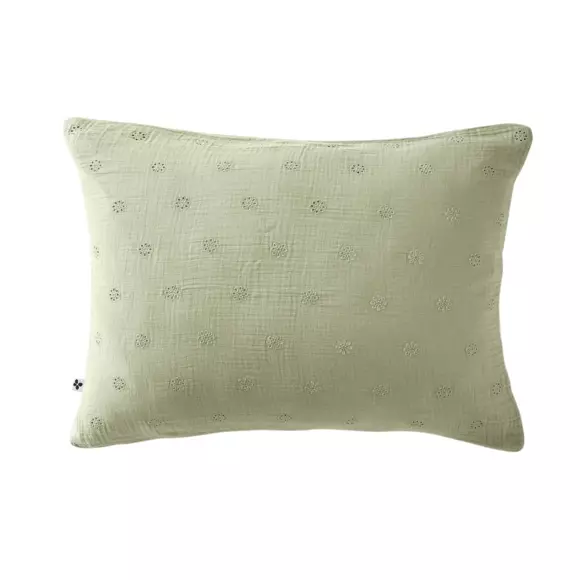 Eminza Taie D'oreiller Rectangulaire Gaze De Coton (50 X 70 Cm) Gaïa Boho Vert Tilleul