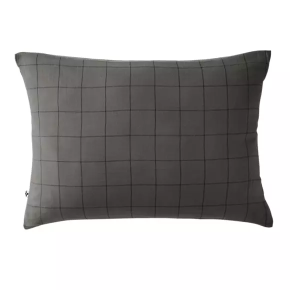 Eminza Taie D'oreiller Rectangulaire Gaze De Coton (50 X 70 Cm) Gaïa Match Gris Granit