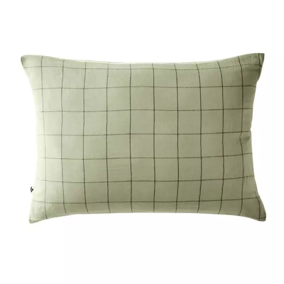 Eminza Taie D'oreiller Rectangulaire Gaze De Coton (50 X 70 Cm) Gaïa Match Vert Tilleul