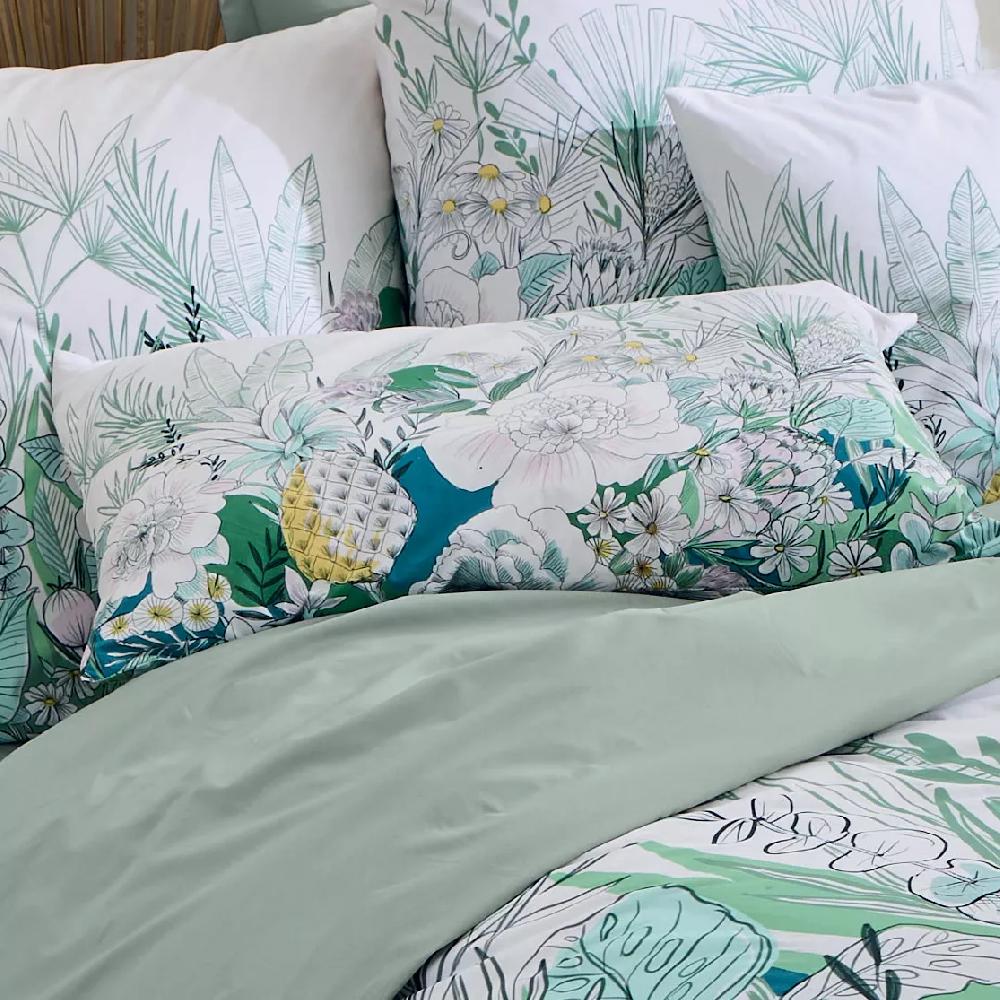 eminza Taie d'oreiller rectangulaire percale de coton (50 x 70 cm) Bali Verte