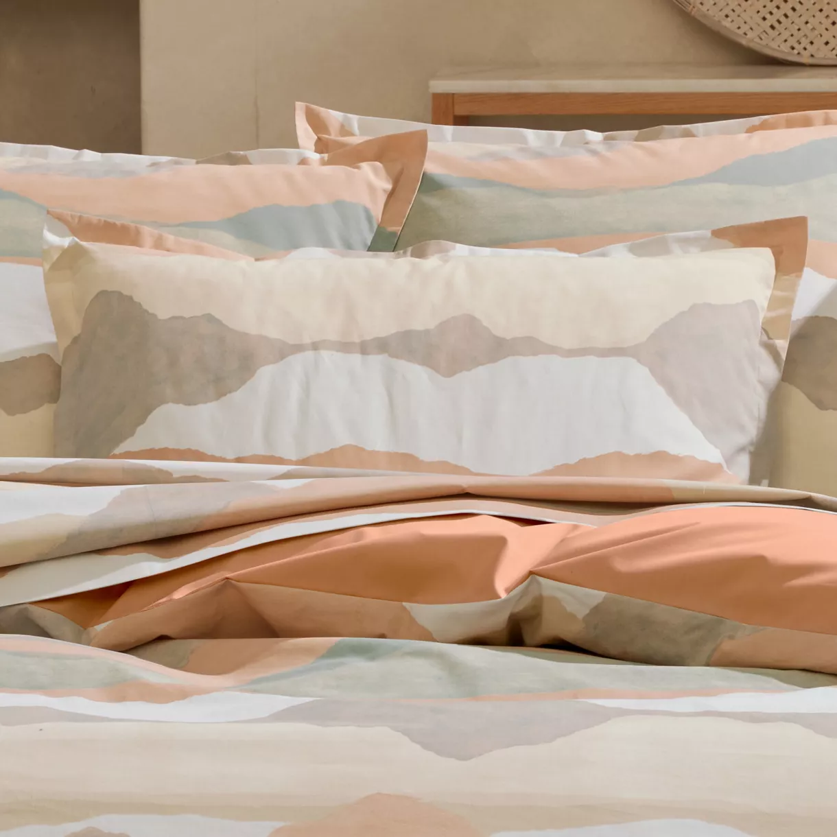 eminza Taie d'oreiller rectangulaire percale de coton (50 x 70 cm) Land Beige Craie
