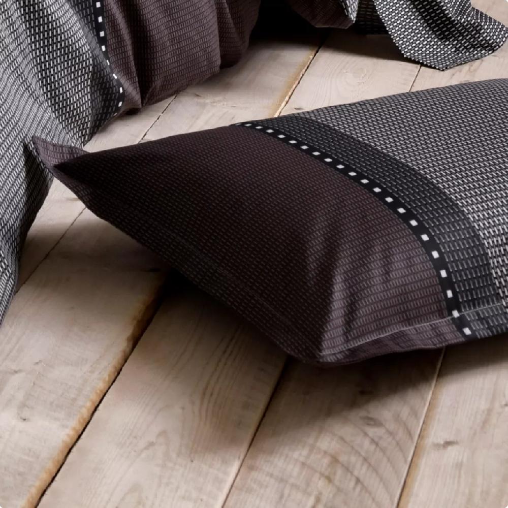 eminza Taie d'oreiller rectangulaire satin de coton (50 x 70 cm) Enzo Noire