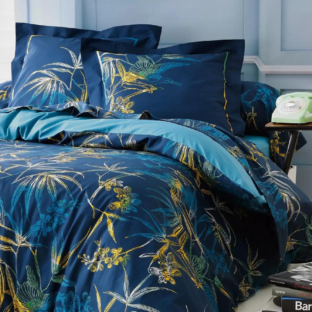eminza Taie de traversin coton (L200 cm)Kimono Bleue