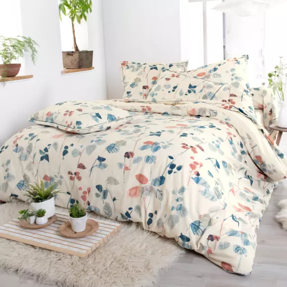 Eminza Taie De Traversin Coton Lavé (L200 Cm) Feuillages Multicolore