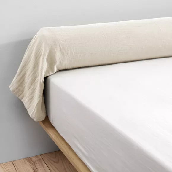 Eminza Taie De Traversin Gaze De Coton (L185 Cm) Gaïa Beige Pampa