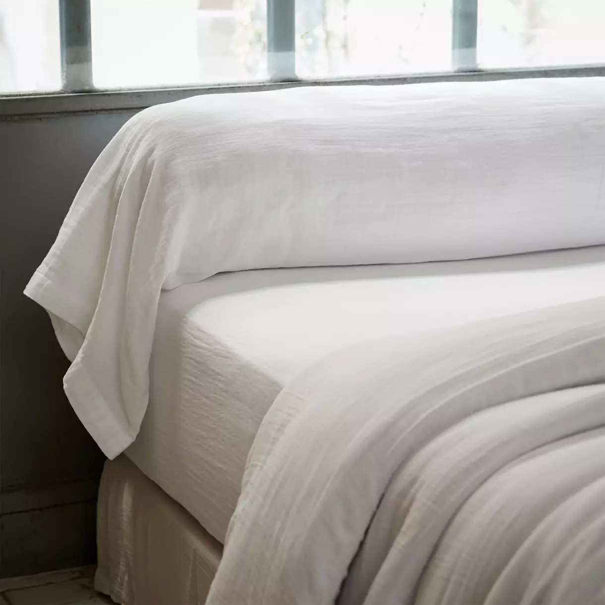 eminza Taie de traversin gaze de coton (L185 cm) Gaïa Blanc chantilly