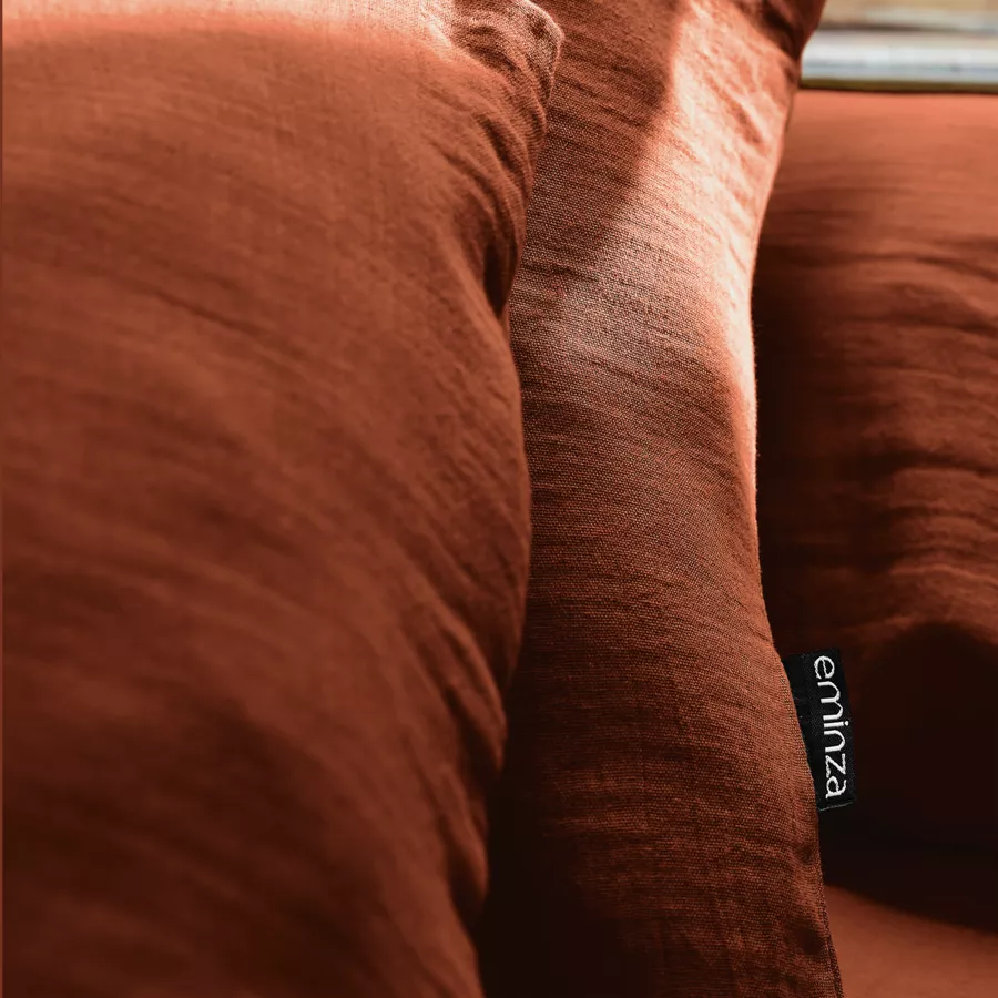 Eminza Taie De Traversin Gaze De Coton (L185 Cm) Gaïa Terracotta