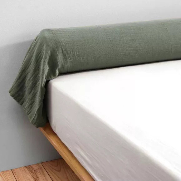 Eminza Taie De Traversin Gaze De Coton (L185 Cm) Gaïa Vert Romarin