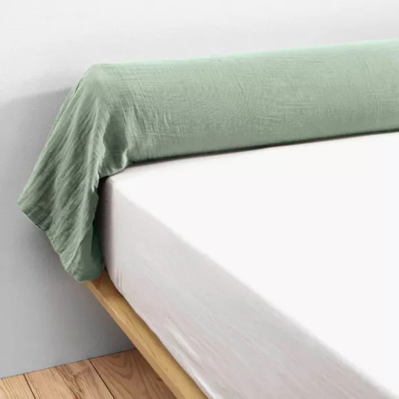 Eminza Taie De Traversin Gaze De Coton (L185 Cm) Gaïa Vert Eucalyptus