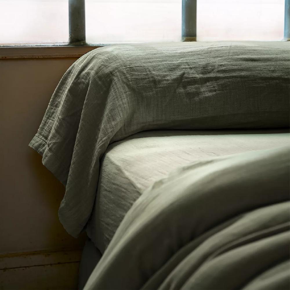 eminza Taie de traversin gaze de coton (L185 cm) Gaïa Vert romarin