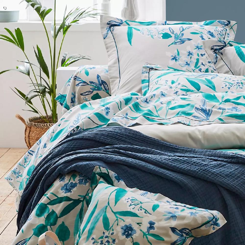 eminza Taie de traversin satin de coton (L200 cm) Frida Vert émeraude