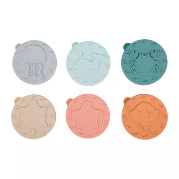 Eminza Tampon Pour Pâte à Modeler Bois Et 6 Disques Silicone (H7 5 Cm) Beige