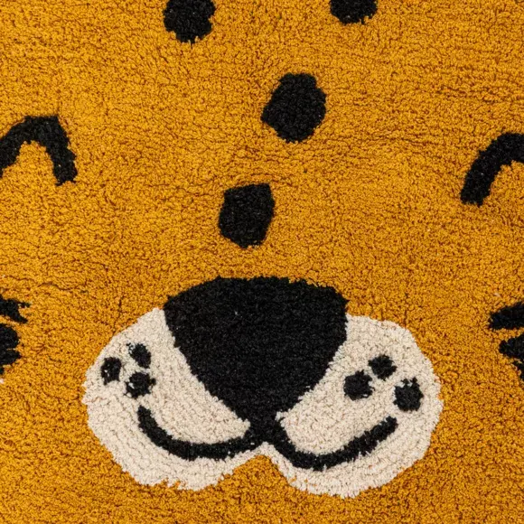Eminza Tapis Antidérapant Enfant Coton (90 Cm) Léopard Orange