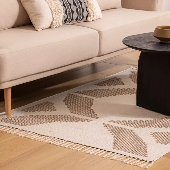 Eminza Tapis Coton Brodé (120 X 170 Cm) Inuit Dreams Ecru