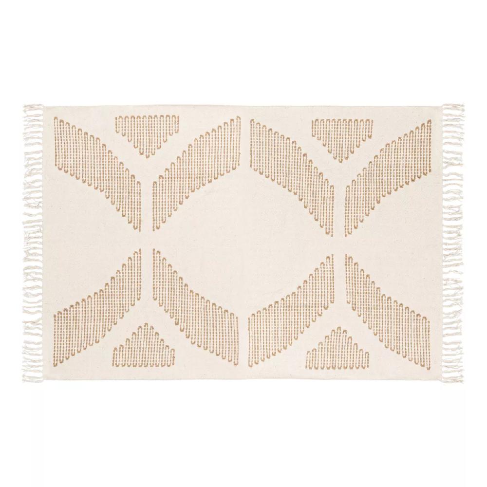 eminza Tapis coton brodé (120 x 170 cm) Inuit Dreams Ecru