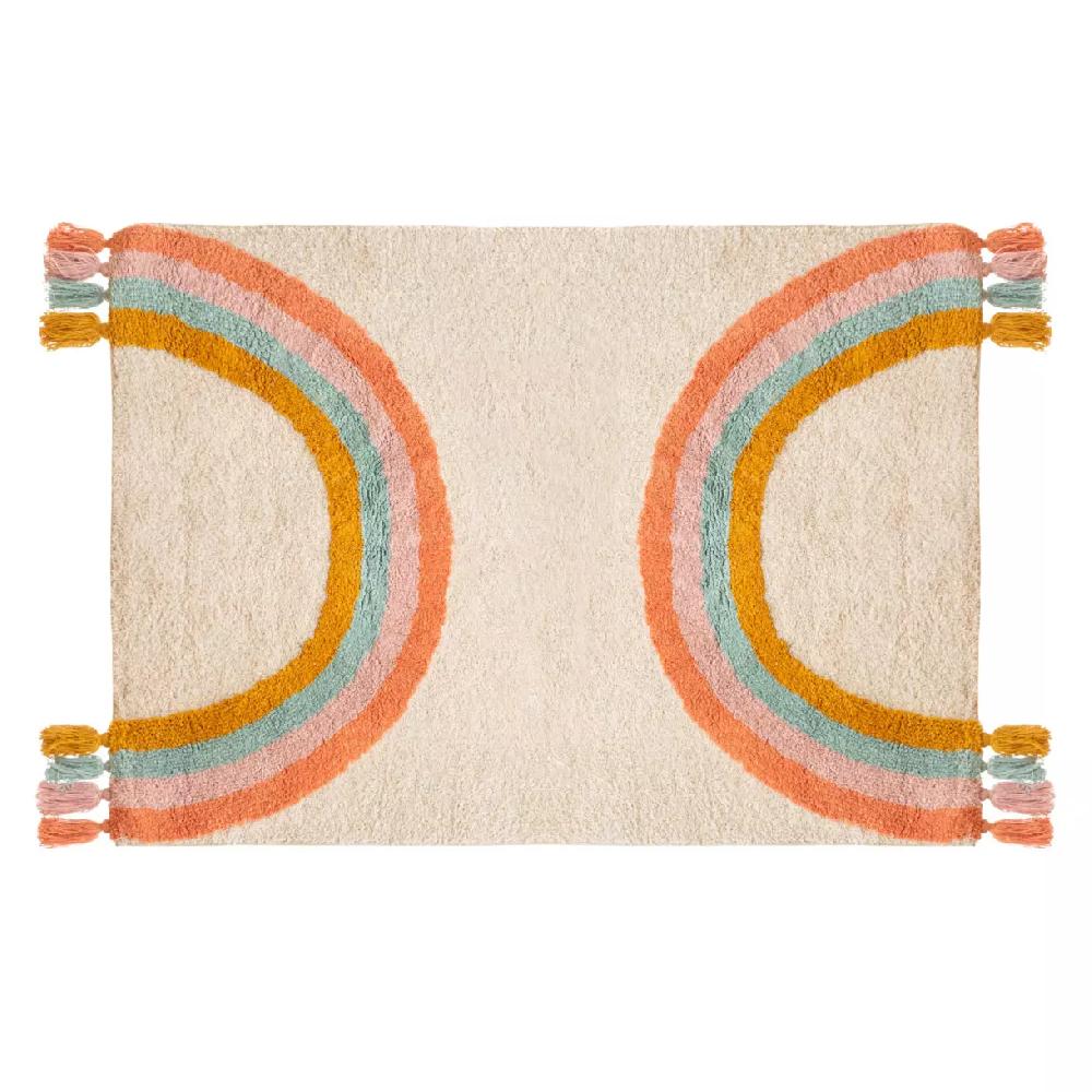 eminza Tapis coton enfant (150 x 100 cm) Arc en ciel Multicolore