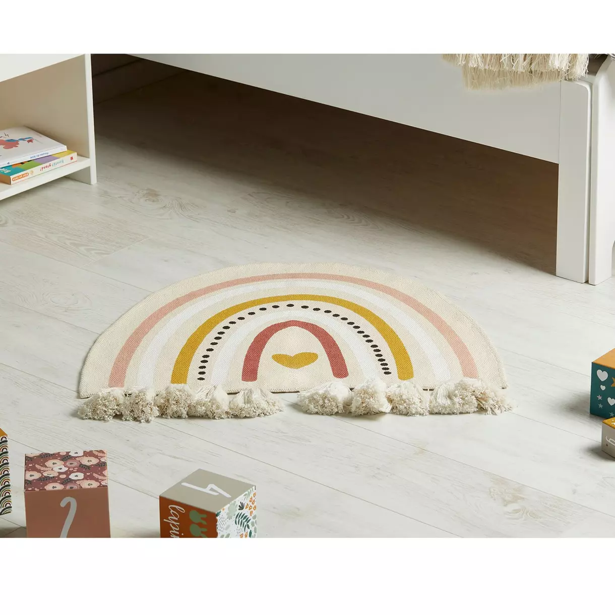 eminza Tapis coton enfant (70 cm) Arc en ciel Multicolore