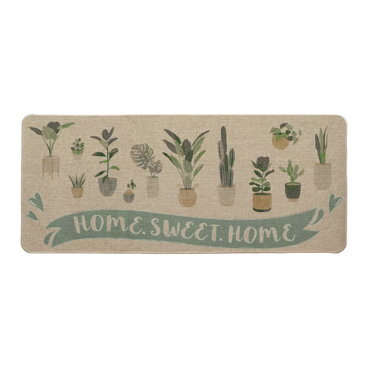 eminza Tapis d'entrée antidérapant (50 x 120 cm) Home Sweet Home Beige